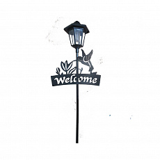 Светильник садовый декоративный Ретро с табличкой Welcome, 23x18x101см, металл, пластик